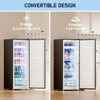Upstreman 7.0 Cu.Ft Upright Freezer Convertible Fridge/Freezer, Garage Ready Deep Freezer with Reversible Door, UP70 White