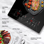 SizzleCook 2 Burner Electric Cooktop 110V Plug In, Countertop & Built-in Ceramic Stove Top, 12 inch Portable Infrared Double Burner Electric Stovetop with Outlet Plug, Child Safety Lock?