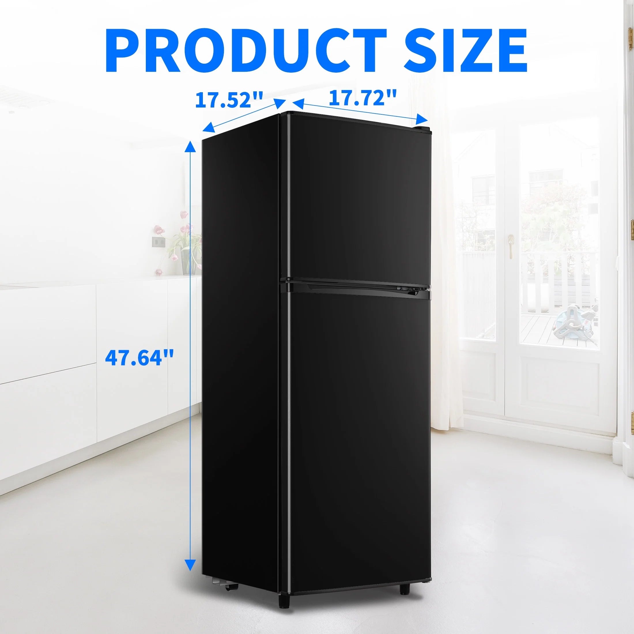 4.5 Cu. ft. Compact Refrigerator 2 Door with Freezer,5 Adjustable Thermostat & 4 Removable Glass Shelves