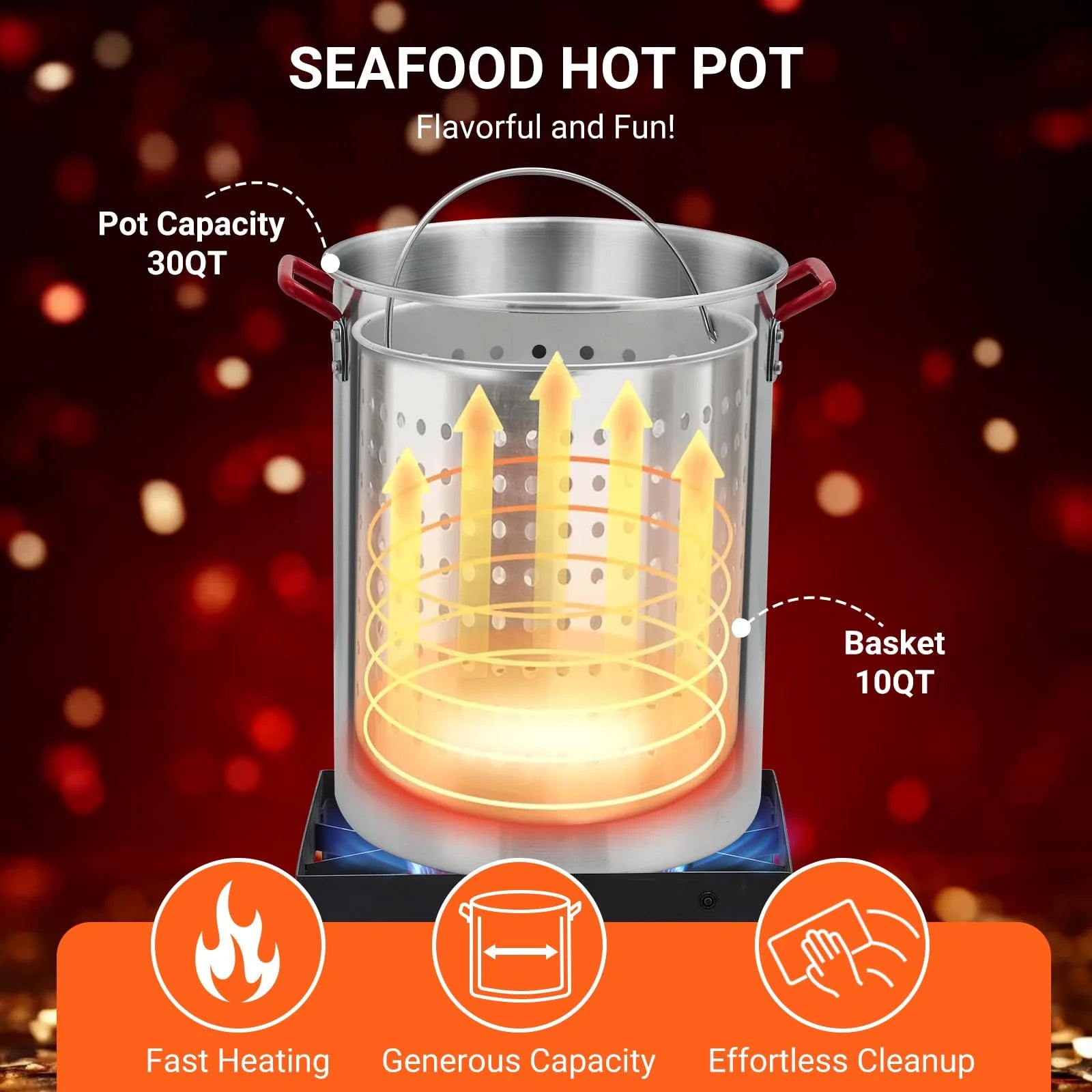 Soonbuy 30 QT Turkey Fryer Cooker Set and 10 QT Kit,50,000 BTU Aluminum Turkey Deep Fryer and Propane Burner Kit,Outdoor Propane Deep Fryers Stove Burner Stand,Baskets,Marinade Injector, Thermometer