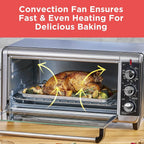 8-Slice Extra Wide Convection Toaster Oven, Fits 9"x13" Oven Pans and 12" Pizza, Bake, Toast, Broil, and Keep Warm Functions, Countertop Compact Design with Stainless Steel Finish