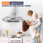 30 inch New Stainless Wall Mount Range Hood Kitchen Stove Exhaust Vent 3-Speed Fan 120V with Led Bulb