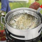 Qiushi 30QT Turkey Fryer Kit with 10QT Fish Pot, 54,000 BTU Outdoor Propane Gas Fryer Cooker, Includes Aluminum Pots, Basket, Poultry Rack, Thermometer for Frying, Boiling, and Seafood Cooking