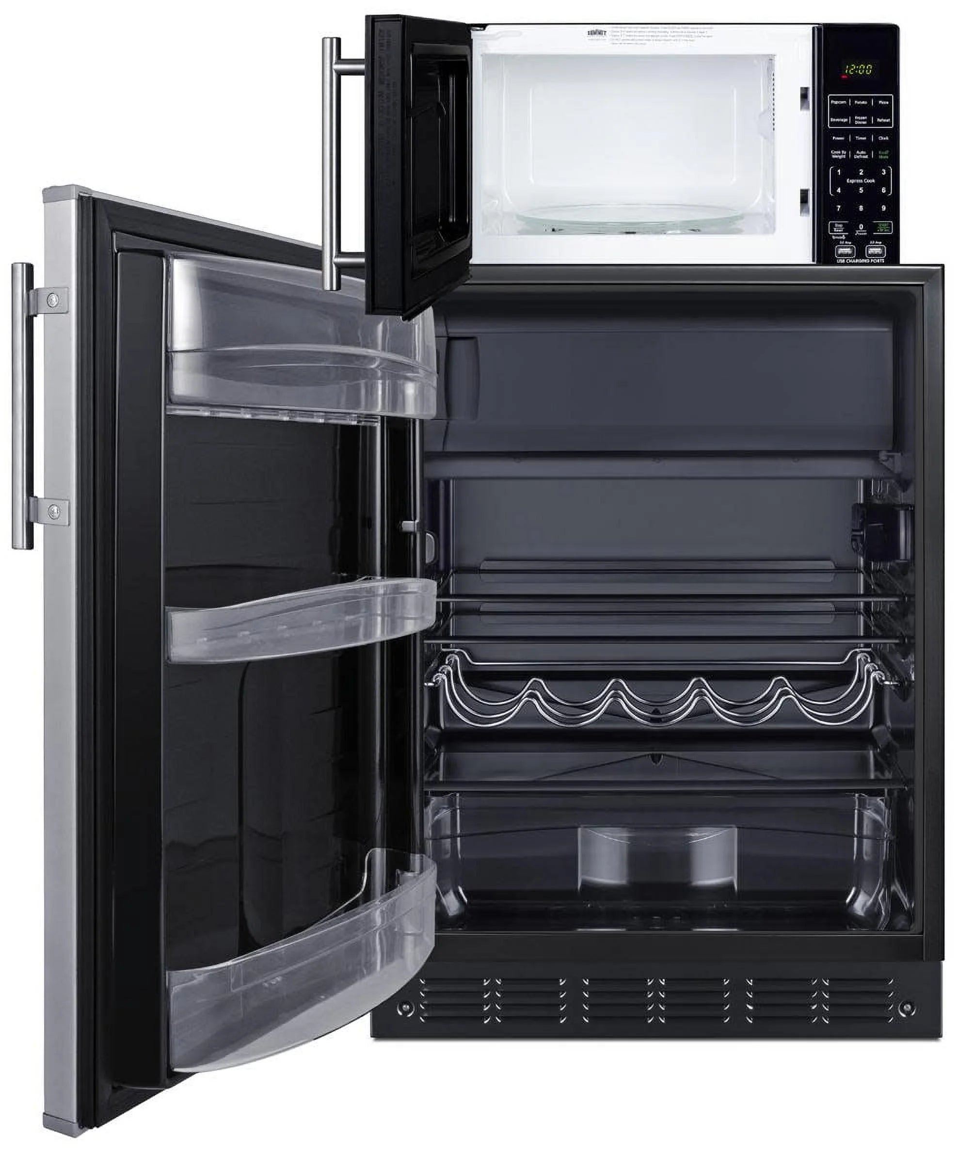 Summit Appliance MRF66BK2SSALHD Microwave & Refrigerator-Freezer Combination with Allocator - LHD