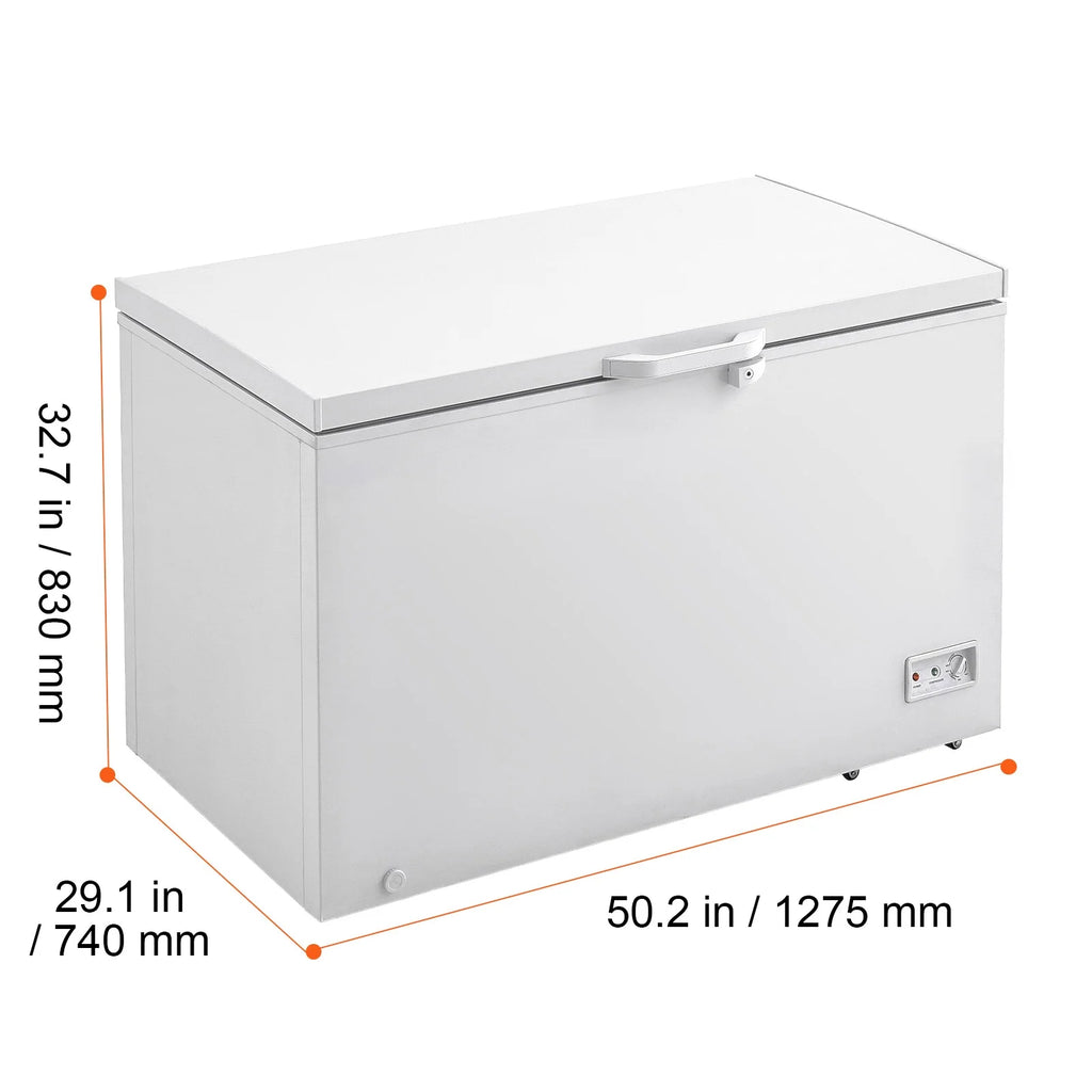 KFFKFF 12.8 Cu.ft / 345 L  Top-Open Chest Freezer with 7-SpeedTemperature Control 4 Removable Storage Baskets, Freestanding 6 Wheels
