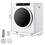 BAYUELSWU 3.5 Cu.Ft Portable Clothes Dryer, 1300W Clothes Dryer with Stainless Steel Tub, Front Load Tumble Laundry Dryer with LCD Touch Panel, 110V Portable Dryer for Laundry, Apartments, Dorms