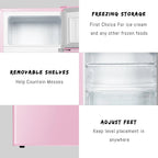 HUMSURE 3.2 Cu.Ft Pink Mini Fridge With Freezer, Compact Dorm Refrigerator, 2 Doors for Bedroom, Office, Kitchen, Apartment