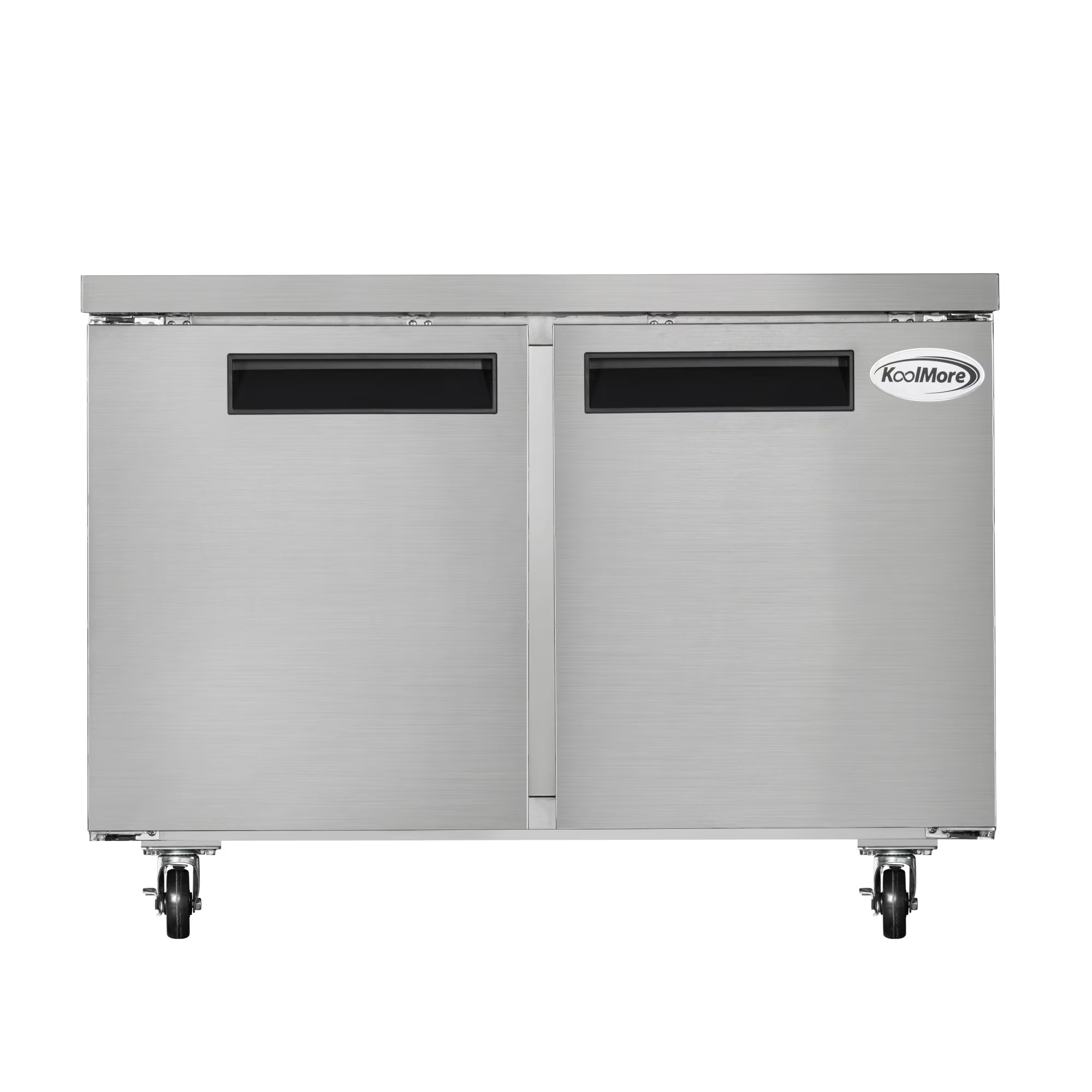 60 in. Two-Door Commercial Undercounter Freezer in Stainless Steel with Casters, ETL Listed (KM-UCF-15SS)