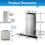 30" Island Range Hood 700CFM, Stainless Steel, Gesture/Touch/Remote Control, LED Light?
