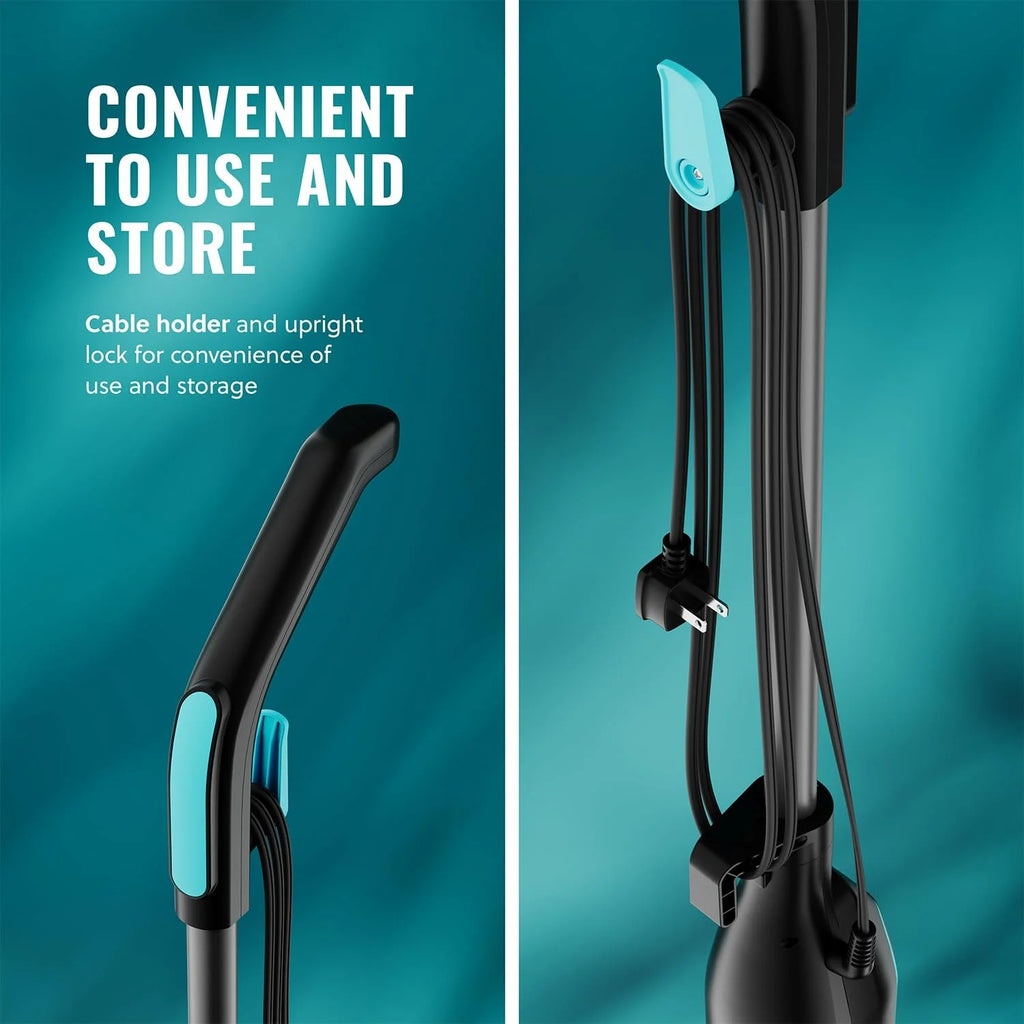 Pursteam ScrubMaster Steam Mop with Dual Scrubbing Head, LED Headlights, Adjustable Steam Control, Anti-Slip Swivel Head, Cable Holder & Upright Lock