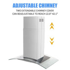 "Joeaonz 30"" Island Mount Range Hood, Stainless Steel, LED Bulbs, Easy-Clean Filters, 120V"