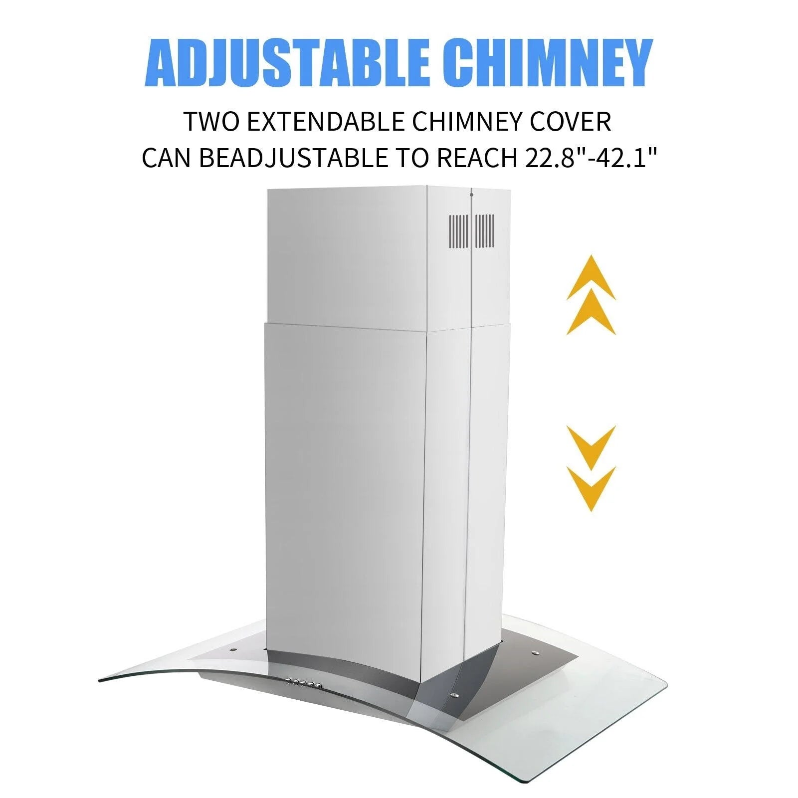 "Joeaonz 30"" Island Mount Range Hood, Stainless Steel, LED Bulbs, Easy-Clean Filters, 120V"