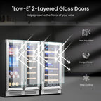 Yeego 30" Wine and Beverage Refrigerator,Two 15" Wine and Beverage Cooler Under Counter or Freestanding, Hold 33 Bottles and 80 Cans(Two Pack)