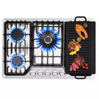 Amzgachfktch 5 Burners Stove 30 inch Gas Cooktop NG/LPG Stainless Steel Built-in with Grill