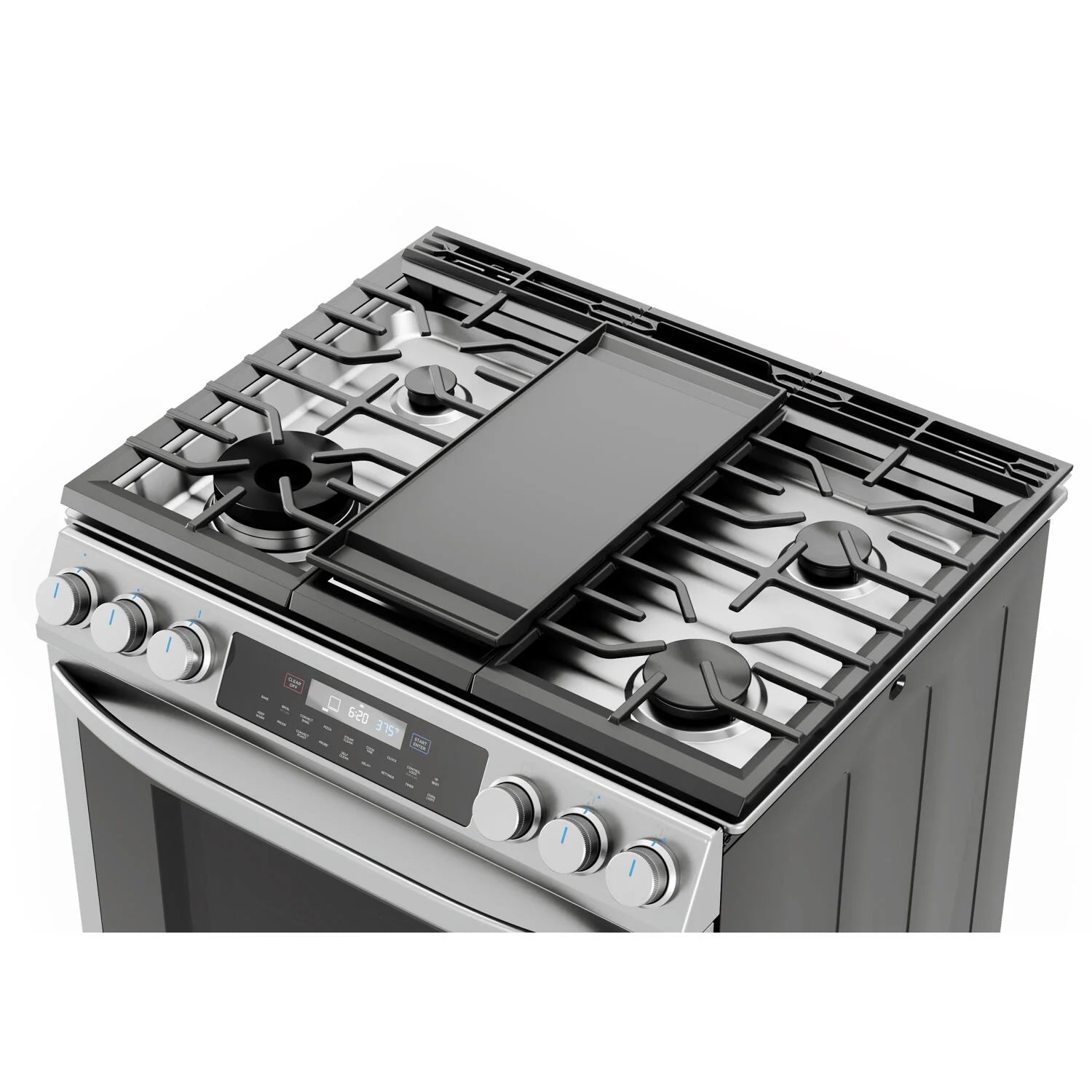 Midea 30-In Slide-In Gas Range with Wi-Fi Connectivity and Fan Convection, Stainless Steel, MGS30S2AST