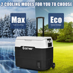 Costway 53 qt Wheeled Corded Electric Dual-Zone Portable Car Refrigerator, White