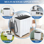 Veeboto Portable Washing Machine, 30LBS Twin Tub Mini Compact Laundry 19lbs Washer/11lbs Spinner with Drain Pump & Time Control Washer Spinner Combo, White