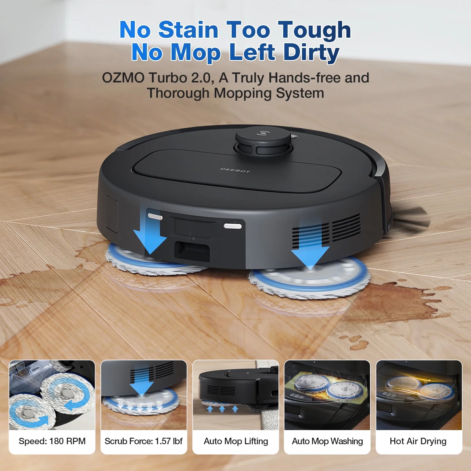 ECOVACS DEEBOT N30 Omni Robot Vacuum & Mop, 10000Pa Suction, TruEdge Mopping, ZeroTangle 2.0 Technology