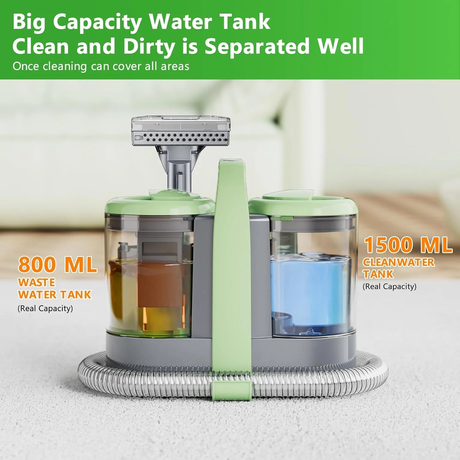 Carpet Cleaner Machine, 18 K pa Portable Carpet Spot and Upholstery Cleaner, 500 W Powerful Suction Deep Couch Cleaner Machine with Handle for Pet Stains, Sofa, Car Seat, Furniture