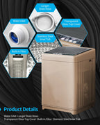 TABU Portable Washer and Dryer Set, 17.6LBS Compact Washing Machine & 13LBS Compact Dryer (Brown&White)