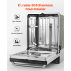 KFFKFF 24-Inch Built-In Dishwasher with Stainless Steel Interior, 14 Place Settings, 8 Wash Cycles, Quiet Operation, Adjustable Racks, and Zoned Storage, Dimensions: 23.82 x 25.2 x 33.78 Inches