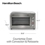 Hamilton Beach Countertop Toaster Oven with Convection & Rotisserie, Extra Large Capacity, Black