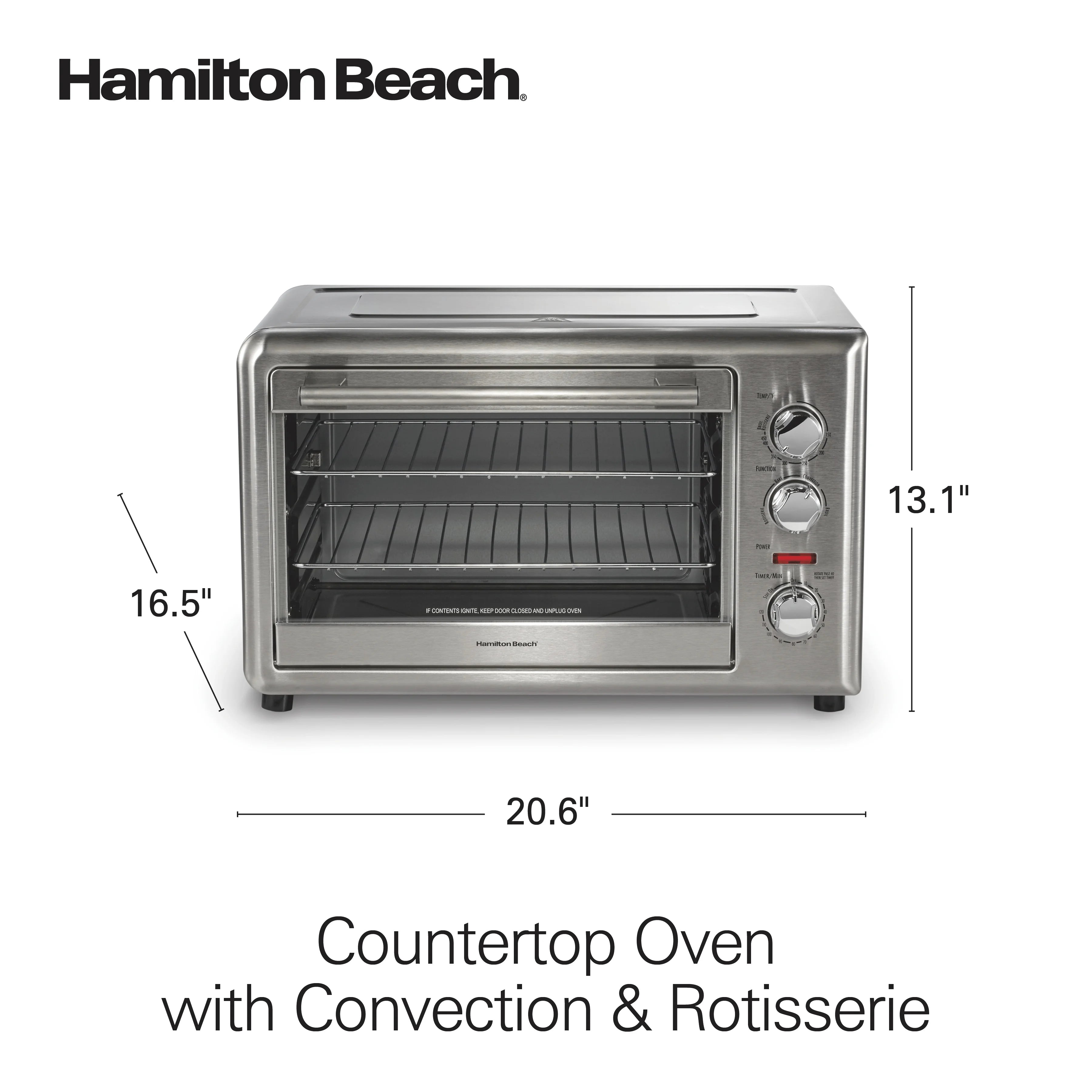 Hamilton Beach Countertop Toaster Oven with Convection & Rotisserie, Extra Large Capacity, Black
