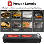 Advwin 2 Burner Electric Cooktop,110v Electric Cooktop with Knob Control,12 Inch Countertop & Built-in Ceramic Cooktop with Child Safety Lock, Timer, 9 Power Levels and Over-Temperature Protection
