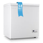 DEMULLER Chest Freezer 5.0 Cu. ft Removable Stainless Steel Basket Mini Freezer White YX-110