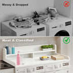 S-HOME Large Space 2-Tier Washer and Dryer Countertop with 2.75 Inch H Guard, 54 Inch W x 27.5 Inch D Topper for Laundry Room