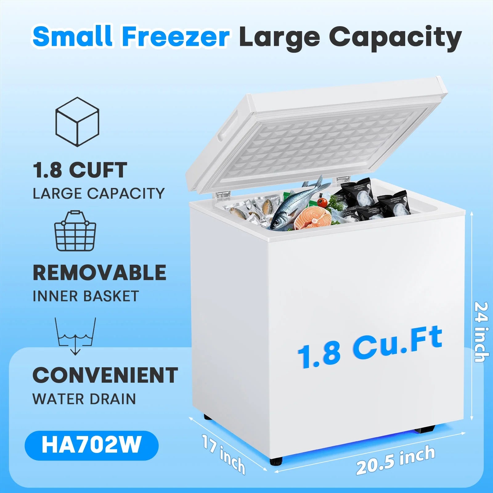 Dimedeal 1.8 Cu.ft Apartment, Dorm, Office Use Chest Freezer