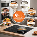 VoltCuisine Double/Dual Induction Cooktop 2 Burner, Shatter-proof Flat Glass Top, 9 Heat Settings, LED Touch Display with Child Safety Lock & Overheat Protection