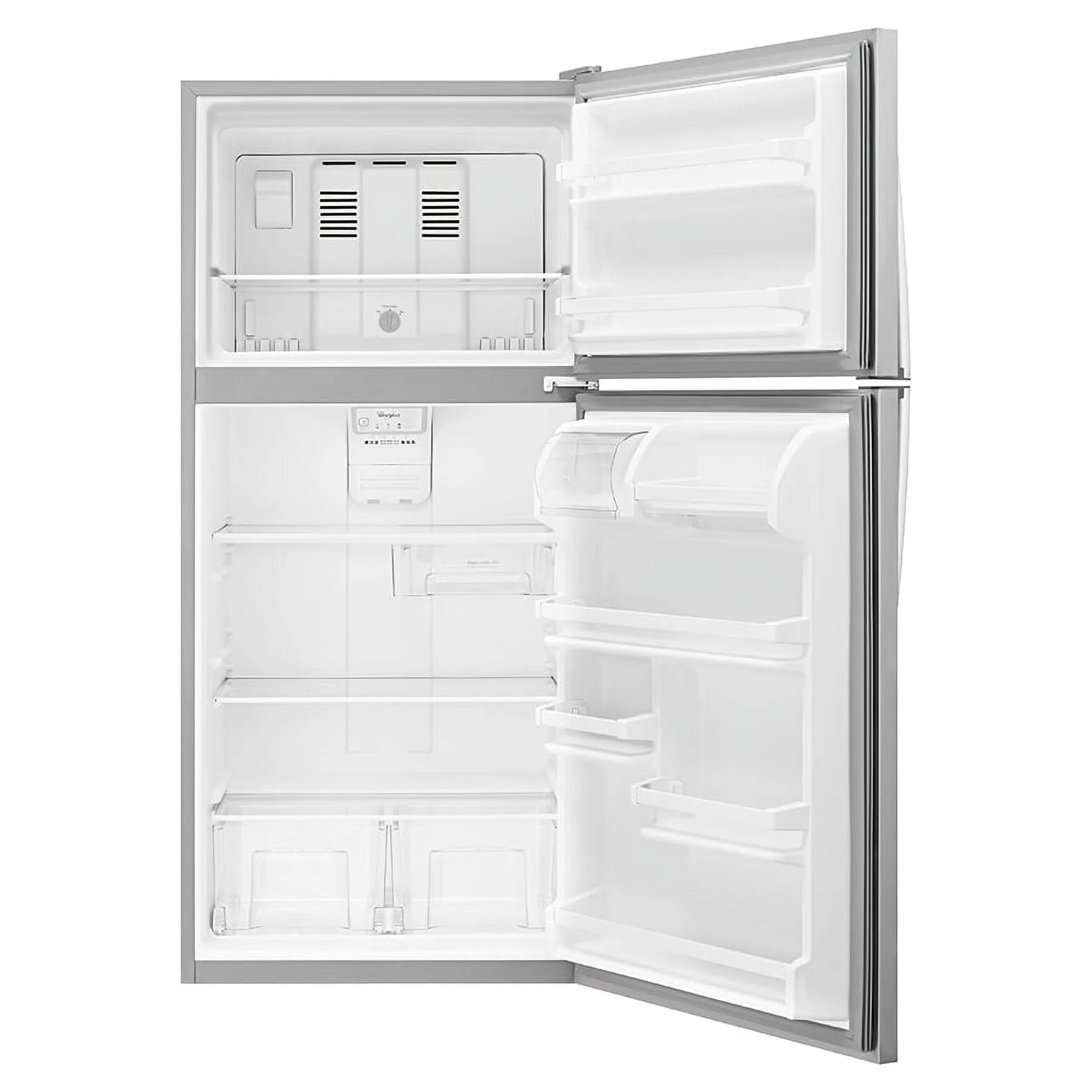 Whirlpool WRT318FZDM: Refrigerador con Congelador Superior de 30 Pulgadas de Ancho - 18 cu. ft - Acero Inoxidable.
