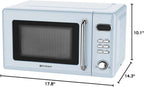 Countertop Microwave Oven with Push Button Control, LED Display, 700W 5 Power Levels, 8 Auto Menus, Glass Turntable and Child Safety Lock, 0.7-inch��Thunderbird Blue
