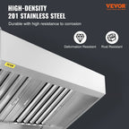 BENTISM Commercial Exhaust Hood 4ft Food Truck Hood Exhaust 201 Stainless Steel