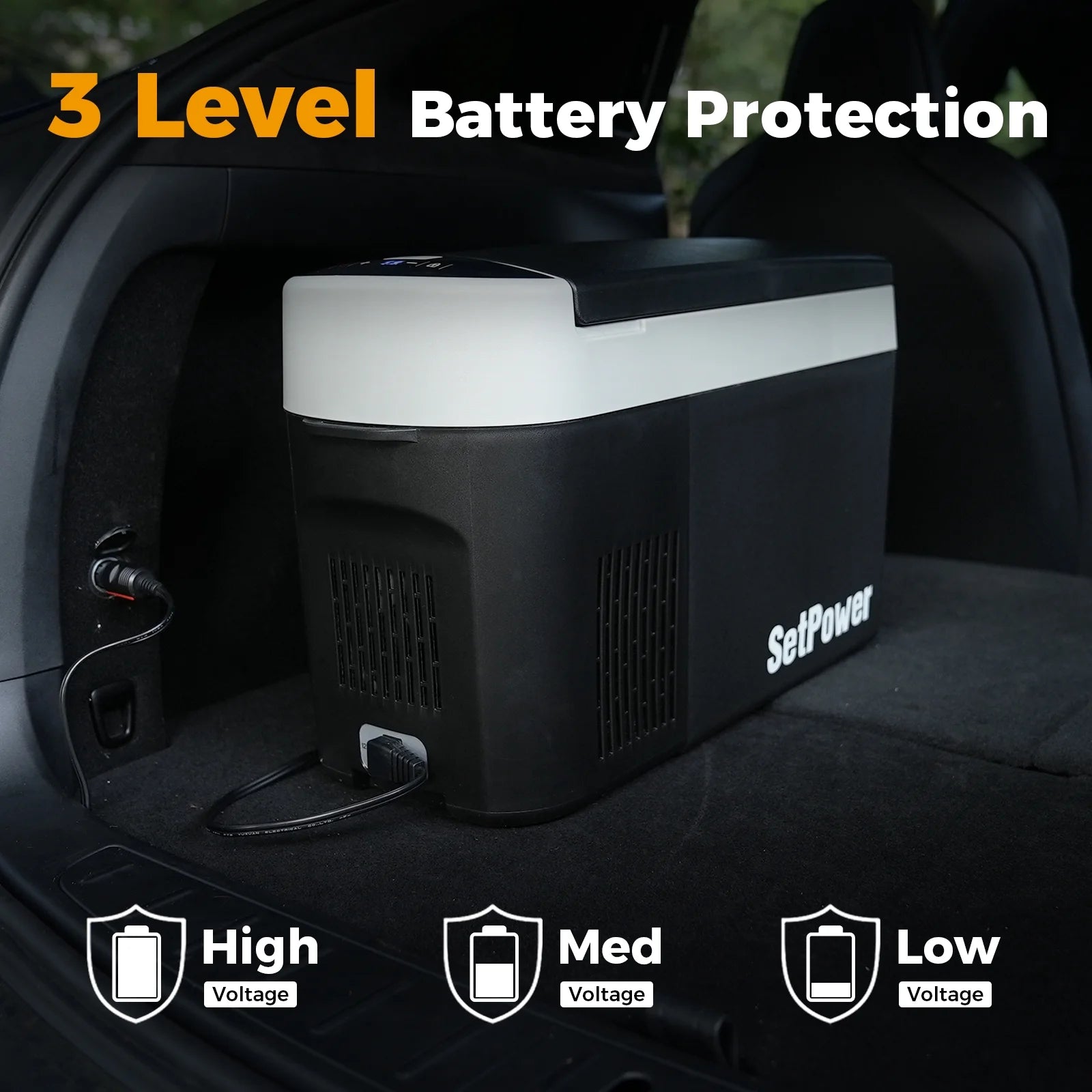 Setpower AB15 12 Volt Refrigerator,16 Quart(15L) Electric Cooler,Portable Car Refrigerator RV Fridge,12v Cooler for Camping,Travel,RV,Vehicles,MPV,SUV,Van;3-Year Warranty (Blue)