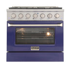 36 in. 5.2 cu. ft Dual Fuel Range for Natural Gas Sealed Burners in Blue.