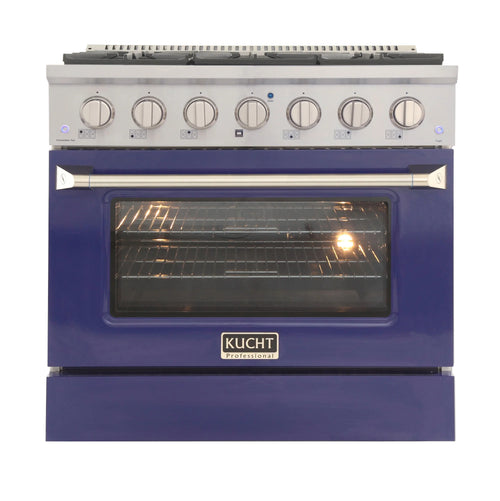 36 in. 5.2 cu. ft Dual Fuel Range for Natural Gas Sealed Burners in Blue.