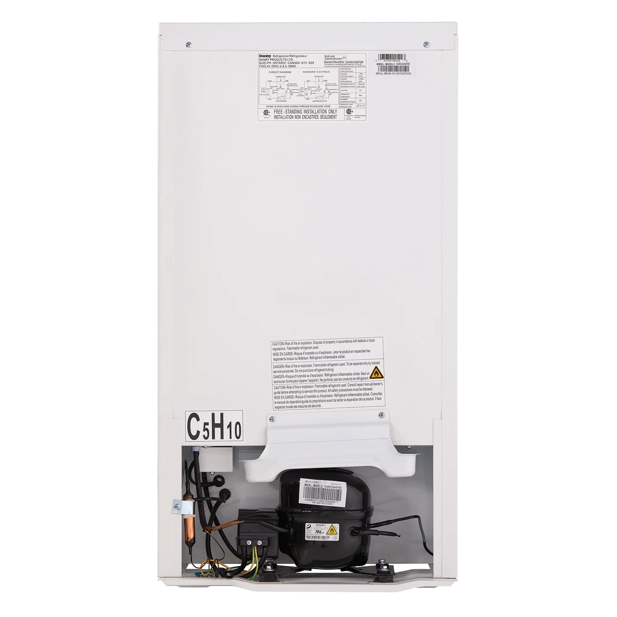 Danby 3.3 cu. ft. Contemporary Classic Compact Fridge in Pearl White DAR033A6PDB