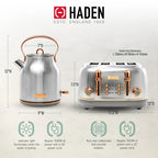 Haden Heritage 1500 1.7 Electric Kettle, Matte Black Finish with Copper Accents