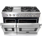 48" Freestanding Double Oven Gas Range, 6 Sealed Gas Burners, Convection Oven