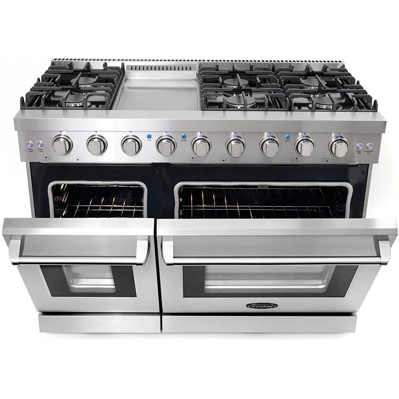 48" Freestanding Double Oven Gas Range, 6 Sealed Gas Burners, Convection Oven