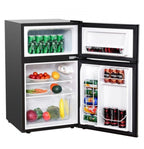 3.2 cu ft Compact Refrigerator - Stainless Steel Mini Fridge with Freezer, Adjustable Thermostat, and Can Dispenser - Ideal for Dorms, Apartments, Wet Bars