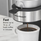 The Scoop Single Serve Coffee Maker & Fast Grounds Brewer for 8-14oz. Cups, Brews in Minutes, 40oz. Removable Reservoir, Stainless Steel (49987),Silver