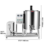 KFFKFF 150L Commercial Milk Pasteurization Machine Automatic Pasteurizer Ice Cream Juice Beer Pasteurizer with Cooling and Warming Function Stainless Steel