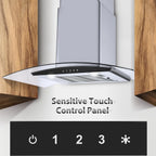 Tieasy 30-Inch Wall-Mounted Range Hood, 450CFM, Stainless Steel, 3-Speed Exhaust with Dishwasher-Safe Filter