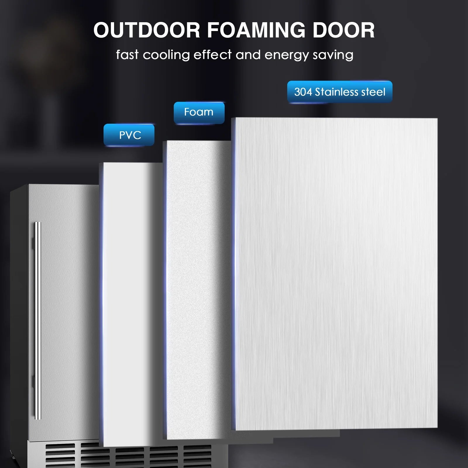QAUSOU 24 Inch Under Counter Double Drawer Fridge, Weather Proof Stainless Steel Outdoor Beverage Refrigerator for Patio