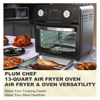 12.5 Quart 7-in-1 Convection Toaster Oven, 1500W, 5 Pre-set Menus, Roast, Bake, Grill, Broil, Toast, Dehydrate, Defrost, Stainless Steel, Black