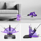 INSE Cordless Vacuum Cleaner, 30kPa 300W Powerful Suction Stick Vacuum Cleaner up to 45min Runtime, Rechargeable Battery Vacuum, 8-in-1 Lightweight Vacuum for Carpet Hard Floor Pet Hair, Purple
