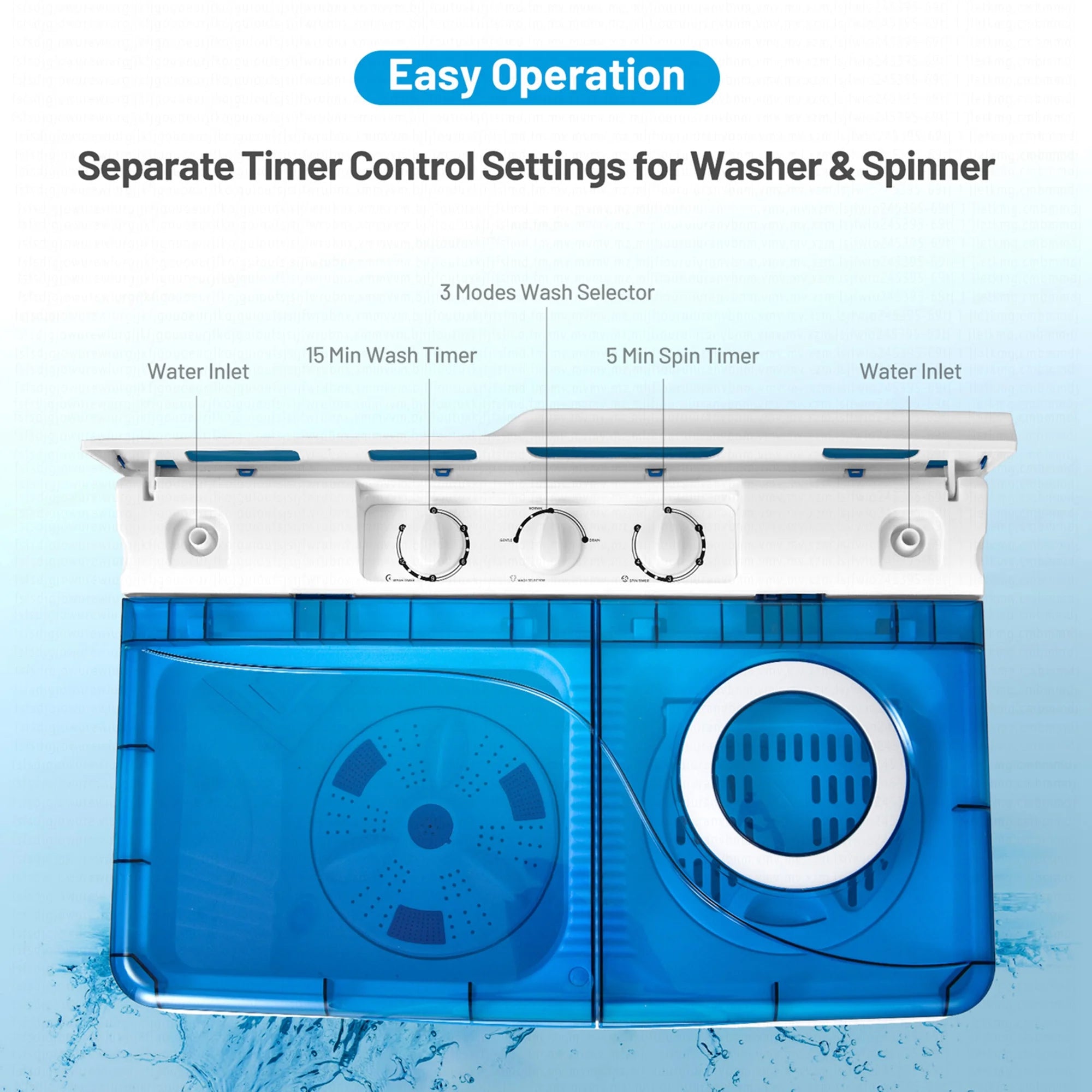 Costway 26lbs Portable Semi-automatic Washing Machine W/Built-in Drain Pump Grey